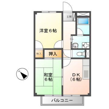 グリーンヒルズエナ(2DK/2階)の間取り写真