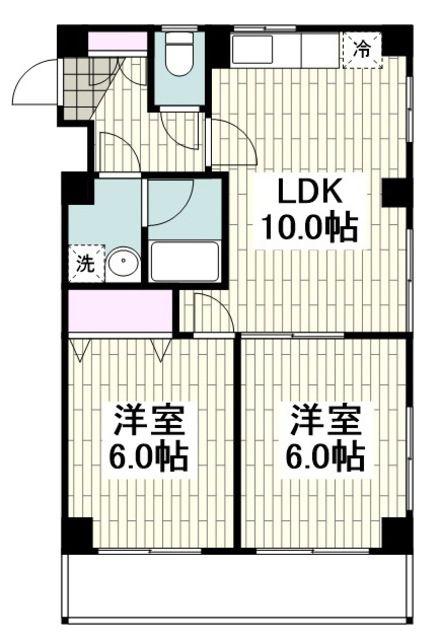 HILL TOP GEN(2LDK/3階)の間取り写真