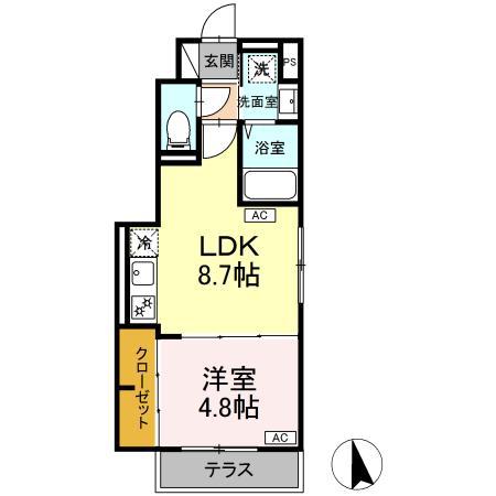 グラナーデ成城学園前B(1LDK/1階)の間取り写真