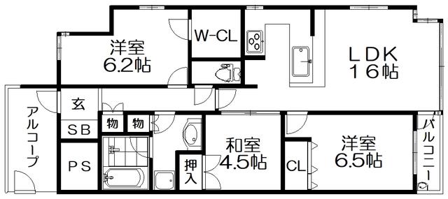 レピア枚方(3LDK/2階)の間取り写真