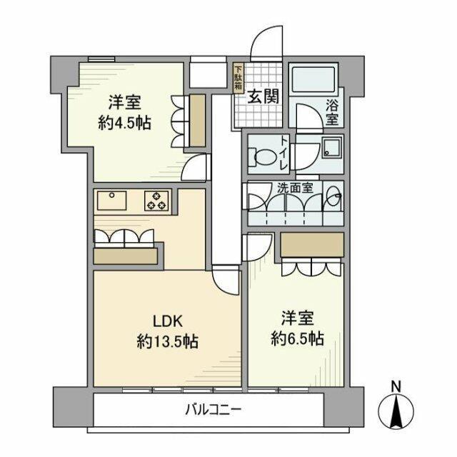 ニュー千鳥町マンション(2LDK/10階)の間取り写真