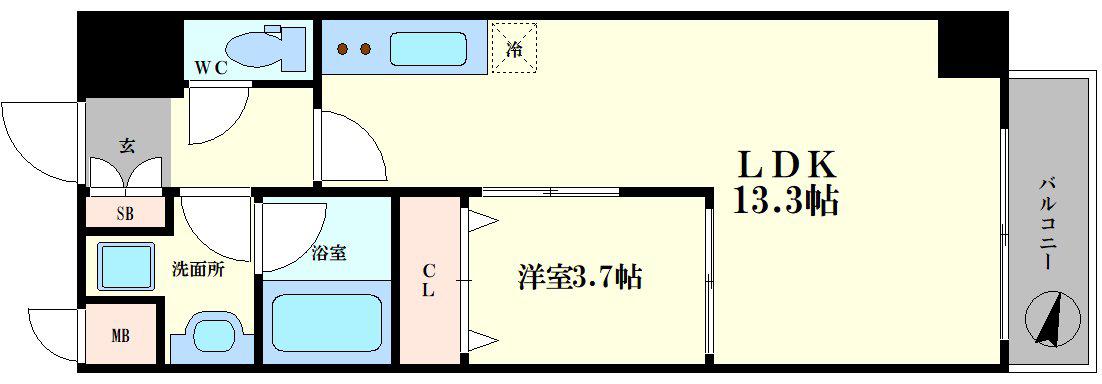 SARNATH海老江(1LDK/10階)の間取り写真