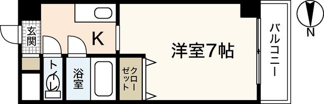 リバーサイド中村(1K/4階)の間取り写真