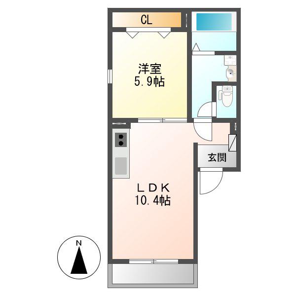 SOPHIA(1LDK/2階)の間取り写真