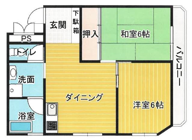 マエダマンション(2DK/3階)の間取り写真