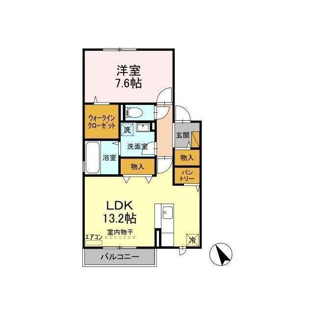 フェニーチェ B(1LDK/2階)の間取り写真