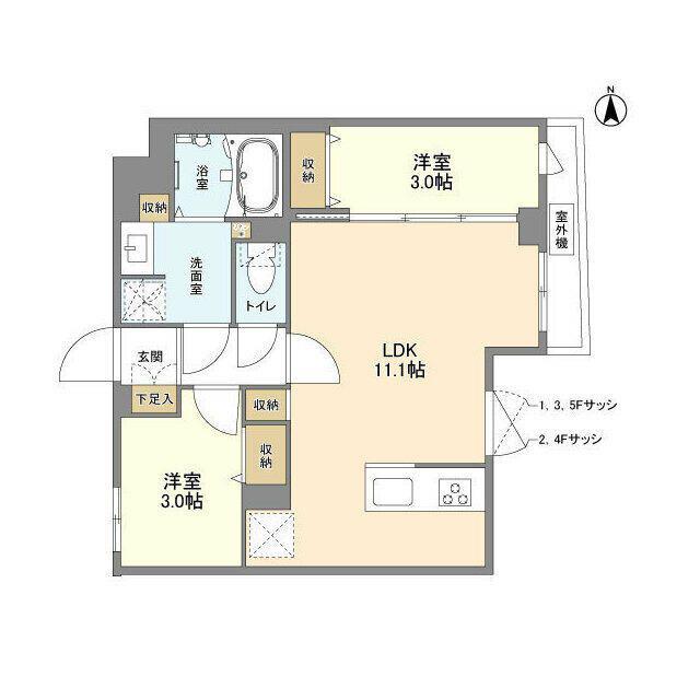 ウェルスクエア新高円寺(2LDK/2階)の間取り写真