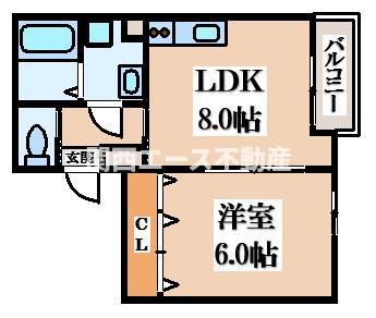MELDIA大蓮I(ワンルーム/1階)の間取り写真
