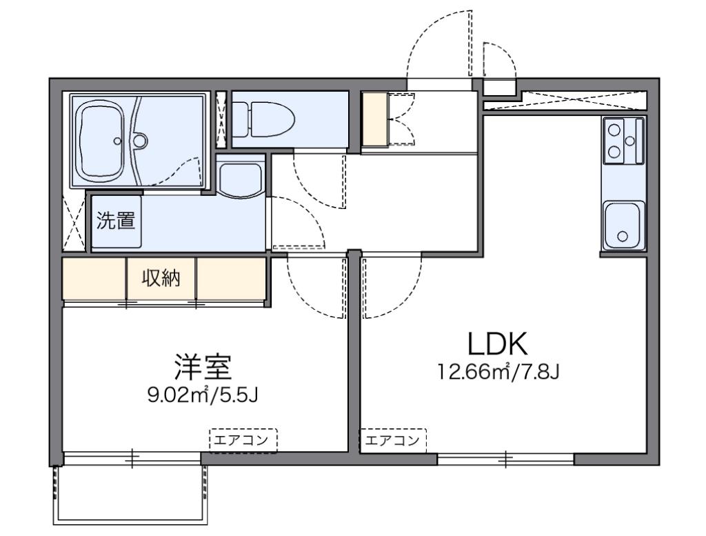 レオネクストファイブストリート(1LDK/1階)の間取り写真