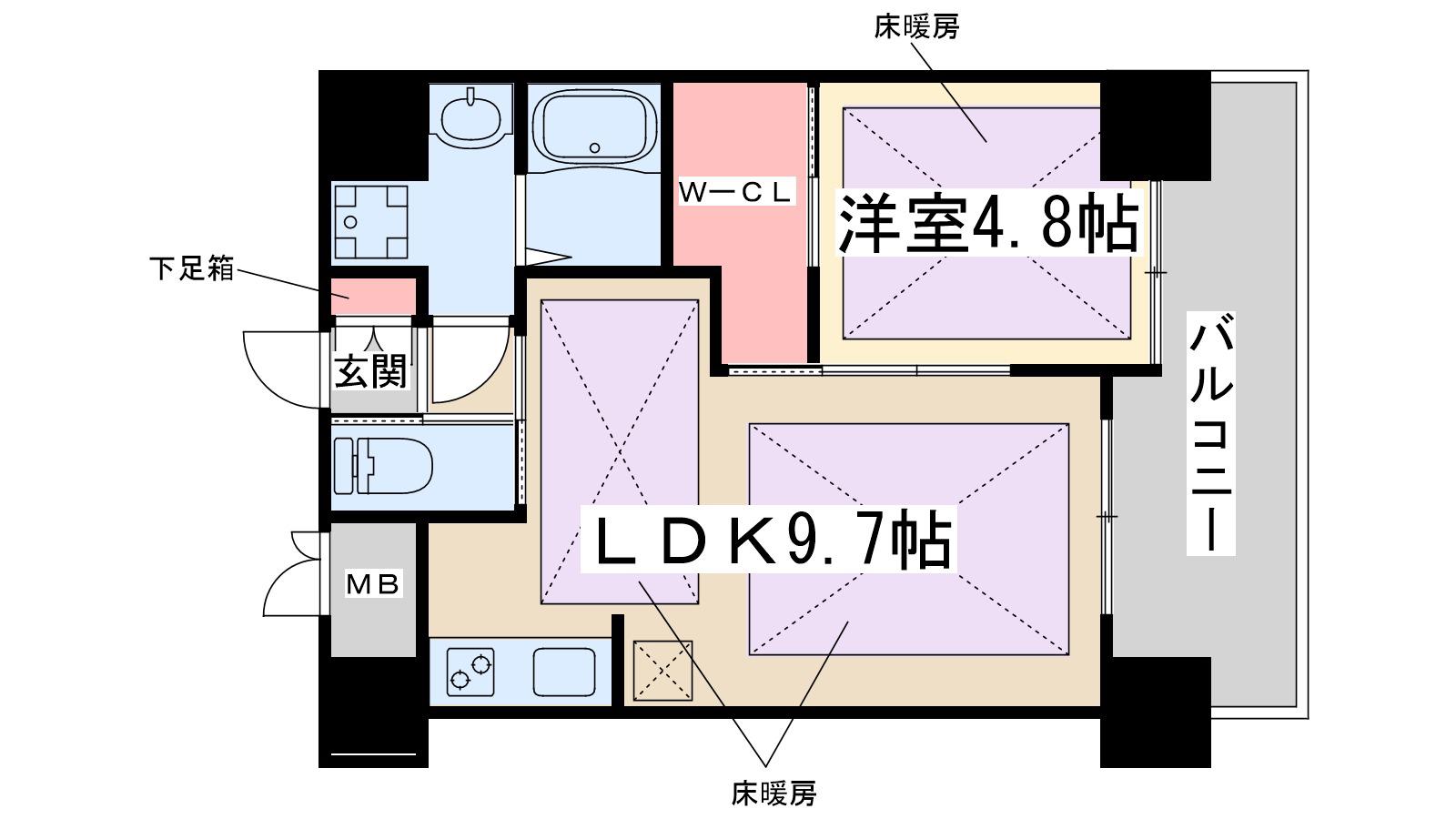 ノルデンハイム江坂Ⅲ(1LDK/8階)の間取り写真