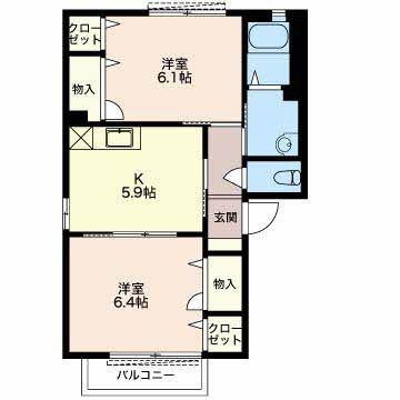 JR東海道本線 焼津駅 バス乗車時間:11分 最寄りバス停で下車 徒歩5分 2階建 築24年(2K/2階)の間取り写真