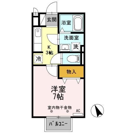 サンシティ スズイ E(1K/1階)の間取り写真