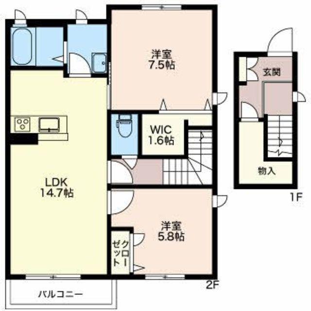 MASTTOWN川崎 C(2LDK/2階)の間取り写真