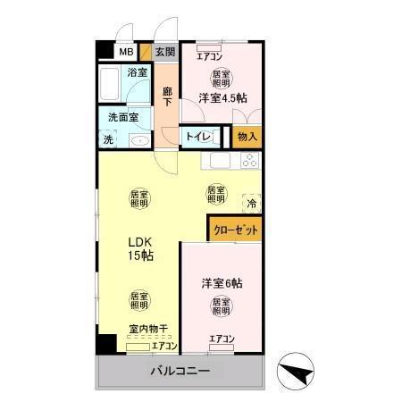 YS習志野台(2LDK/4階)の間取り写真