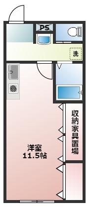 ウエダハイツ(ワンルーム/2階)の間取り写真