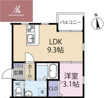 GRACE下六万寺(1LDK/1階)の間取り写真