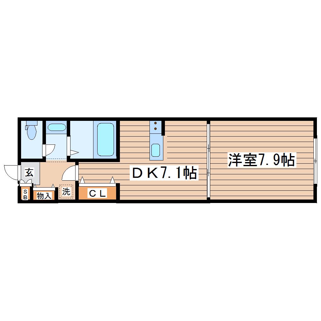 アスコット古川III番館(1DK/1階)の間取り写真