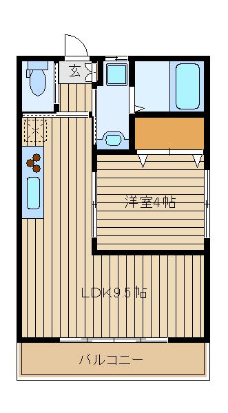 コーポ東三扇(1LDK/2階)の間取り写真