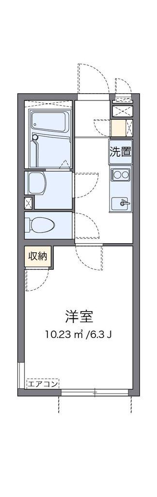 クレイノ新町西(1K/2階)の間取り写真