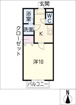 サンライズ(1K/1階)の間取り写真