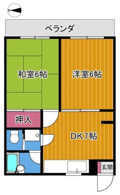 マイハイム(2DK/1階)の間取り写真