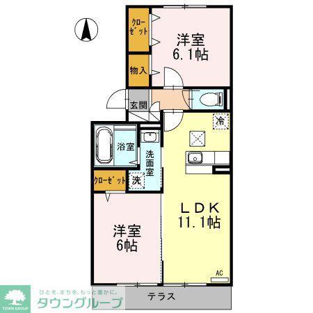 クレセント(2LDK/1階)の間取り写真