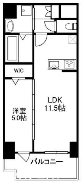 壬生御所ノ内町プロジェクト(1LDK/8階)の間取り写真