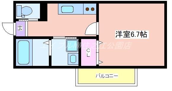 L.FINO岸里ウエスト(1K/4階)の間取り写真