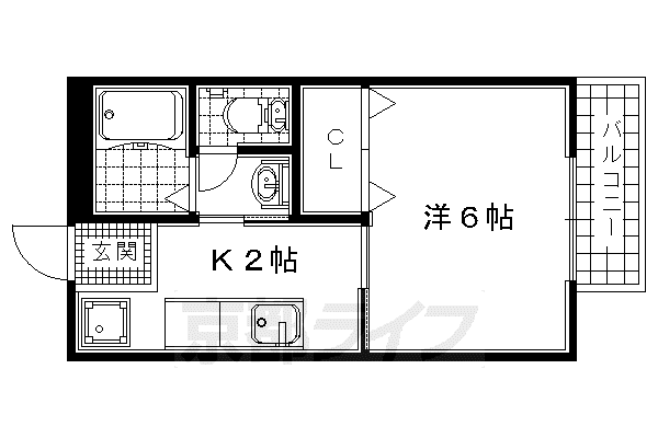 リバーハイツ宇治(1K/1階)の間取り写真