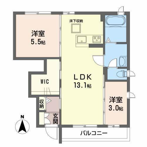 ファミーユW A(2LDK/1階)の間取り写真