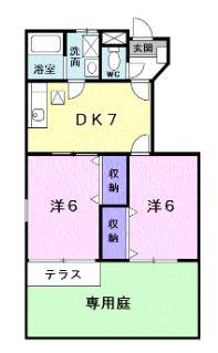 コスモスA・B(2DK/1階)の間取り写真