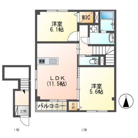 レジェンド(2LDK/2階)の間取り写真