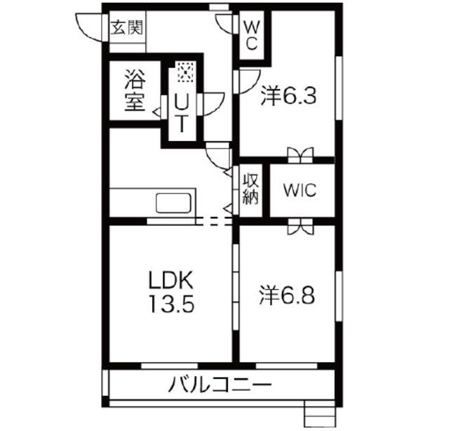 ウィン・グラッシア御殿場弐番館(2LDK/1階)の間取り写真