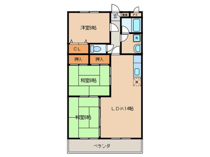 エトランゼ南(3LDK/3階)の間取り写真