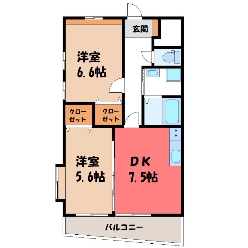 プレミールII(2DK/3階)の間取り写真