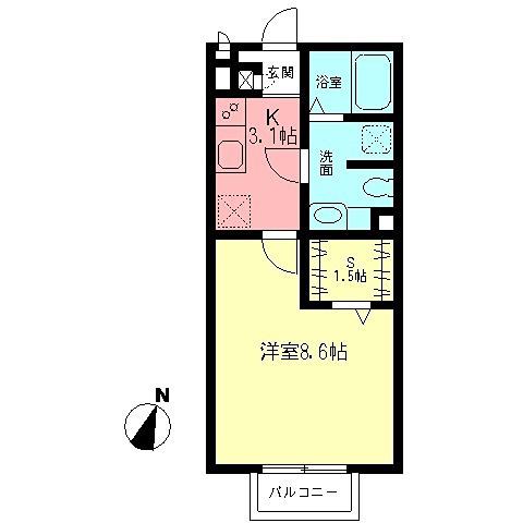 アミカ湘南 A(1SK/1階)の間取り写真