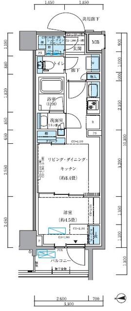 パークアクシス品川シーサイド(1LDK/2階)の間取り写真