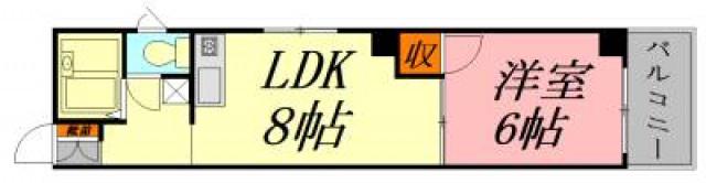 植木ビル(1LDK/2階)の間取り写真