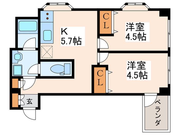 ハイツ原井(2K/2階)の間取り写真