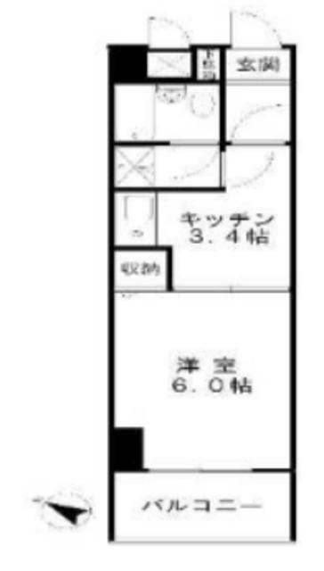 ライオンズマンション川口第11(1K/5階)の間取り写真