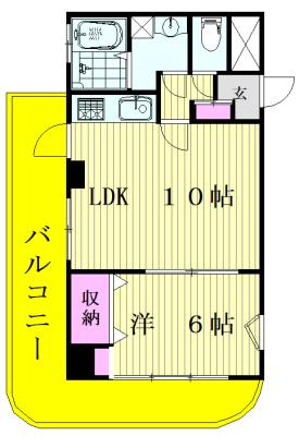菊野台KYハイツ(1LDK/2階)の間取り写真