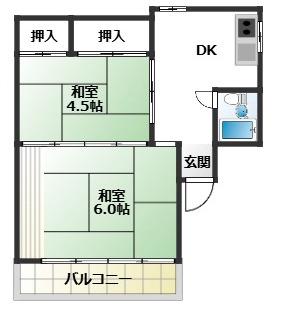 陳ビル(2DK/3階)の間取り写真