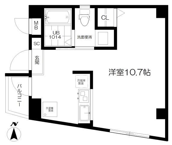 ルグラン高輪(ワンルーム/4階)の間取り写真
