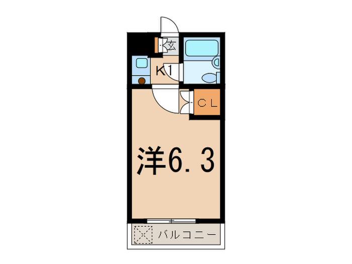 ヒルサイドG(1K/1階)の間取り写真