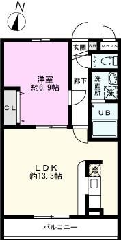 アムール 天神(1LDK/1階)の間取り写真