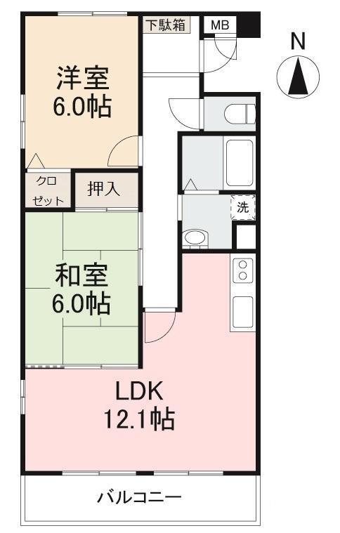プロスパーI(2LDK/3階)の間取り写真
