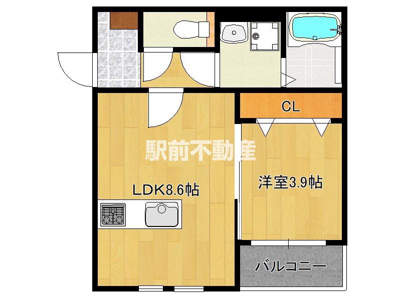 麦野4丁目AP(1LDK/3階)の間取り写真