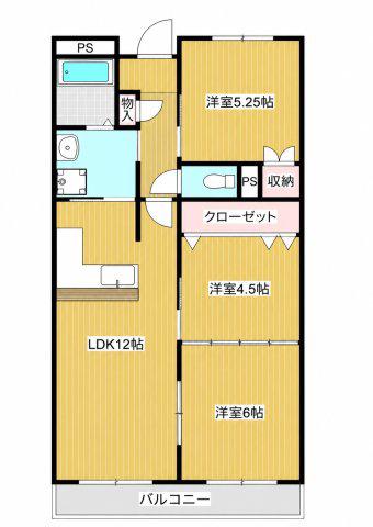 グランドールII(3LDK/6階)の間取り写真