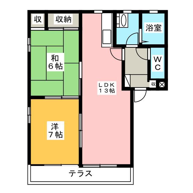 サンハウス(2LDK/1階)の間取り写真