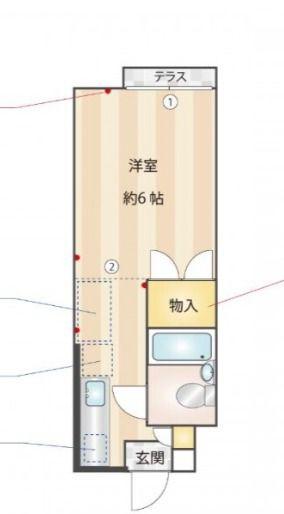 立川栄町フラットA棟(1K/2階)の間取り写真